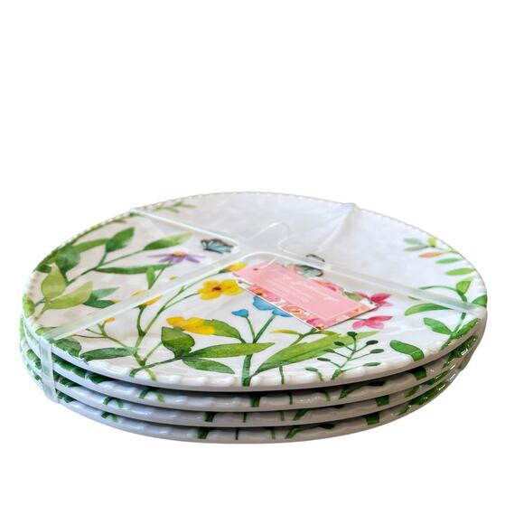 Spring Gatherings Floral Easter Egg Shaped Melamine Salad Plates 8" Set of 4 New - Picture 4 of 15